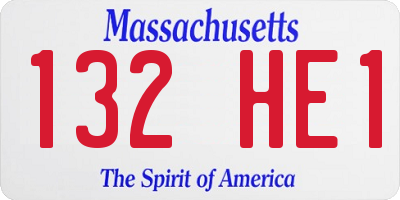 MA license plate 132HE1