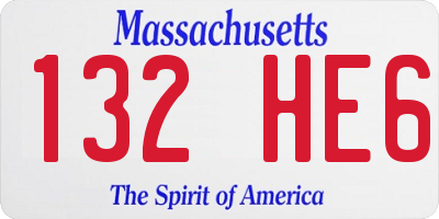 MA license plate 132HE6