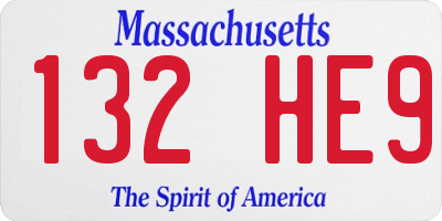 MA license plate 132HE9