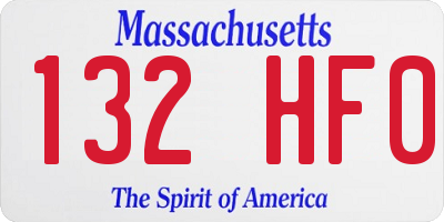 MA license plate 132HF0