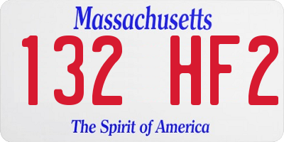 MA license plate 132HF2