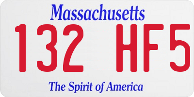 MA license plate 132HF5