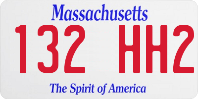 MA license plate 132HH2