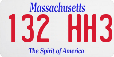 MA license plate 132HH3