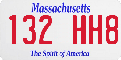 MA license plate 132HH8
