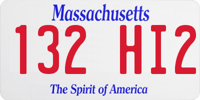 MA license plate 132HI2