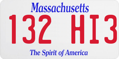 MA license plate 132HI3