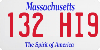MA license plate 132HI9