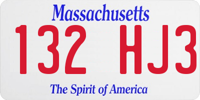 MA license plate 132HJ3