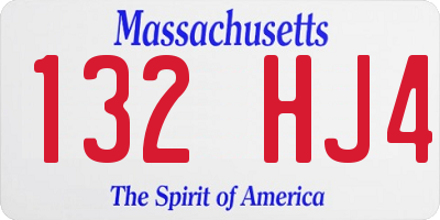 MA license plate 132HJ4
