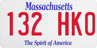 MA license plate 132HK0