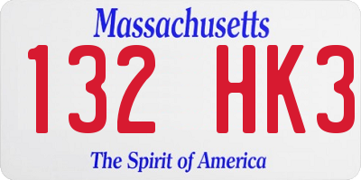 MA license plate 132HK3