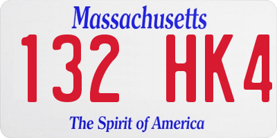 MA license plate 132HK4