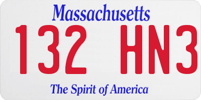 MA license plate 132HN3