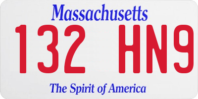 MA license plate 132HN9