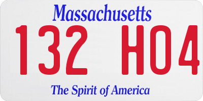 MA license plate 132HO4