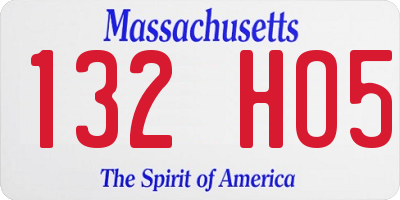 MA license plate 132HO5