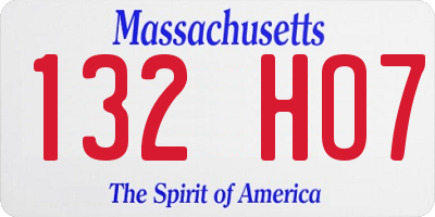 MA license plate 132HO7