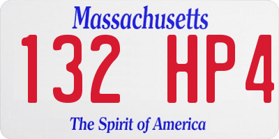 MA license plate 132HP4