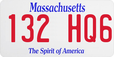MA license plate 132HQ6