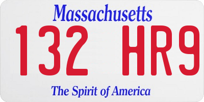 MA license plate 132HR9