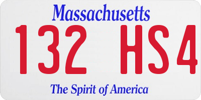MA license plate 132HS4