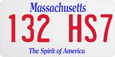 MA license plate 132HS7