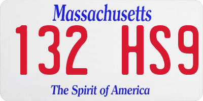 MA license plate 132HS9