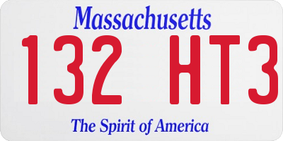 MA license plate 132HT3