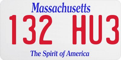 MA license plate 132HU3