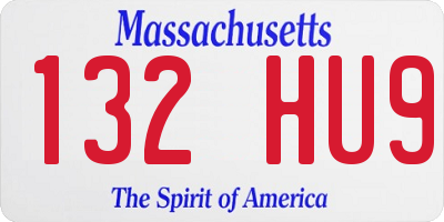 MA license plate 132HU9