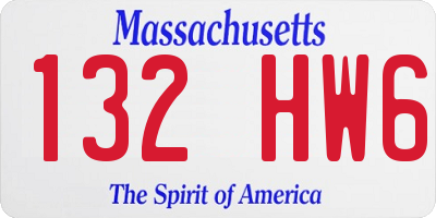 MA license plate 132HW6