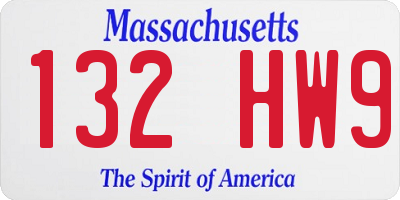 MA license plate 132HW9