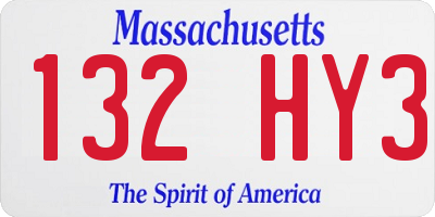 MA license plate 132HY3