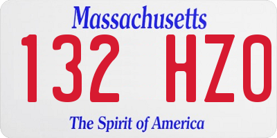 MA license plate 132HZ0