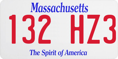 MA license plate 132HZ3