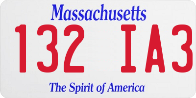 MA license plate 132IA3