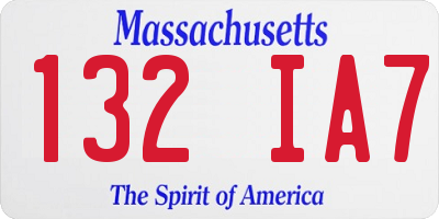 MA license plate 132IA7