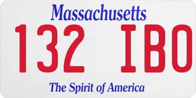 MA license plate 132IB0