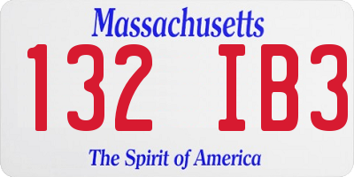 MA license plate 132IB3
