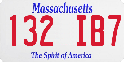 MA license plate 132IB7
