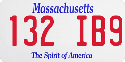 MA license plate 132IB9