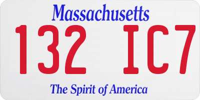 MA license plate 132IC7