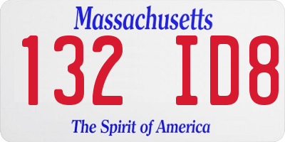 MA license plate 132ID8