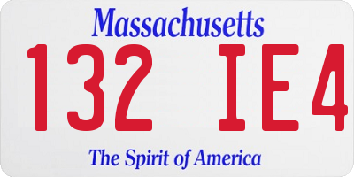 MA license plate 132IE4