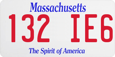 MA license plate 132IE6