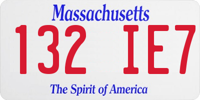 MA license plate 132IE7