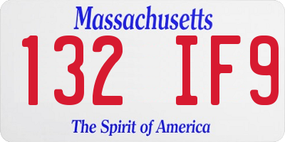 MA license plate 132IF9