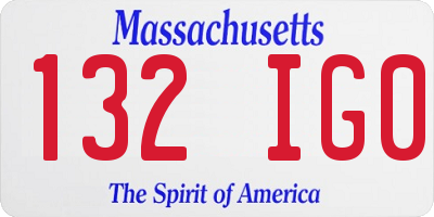 MA license plate 132IG0