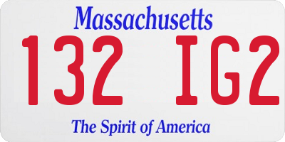 MA license plate 132IG2